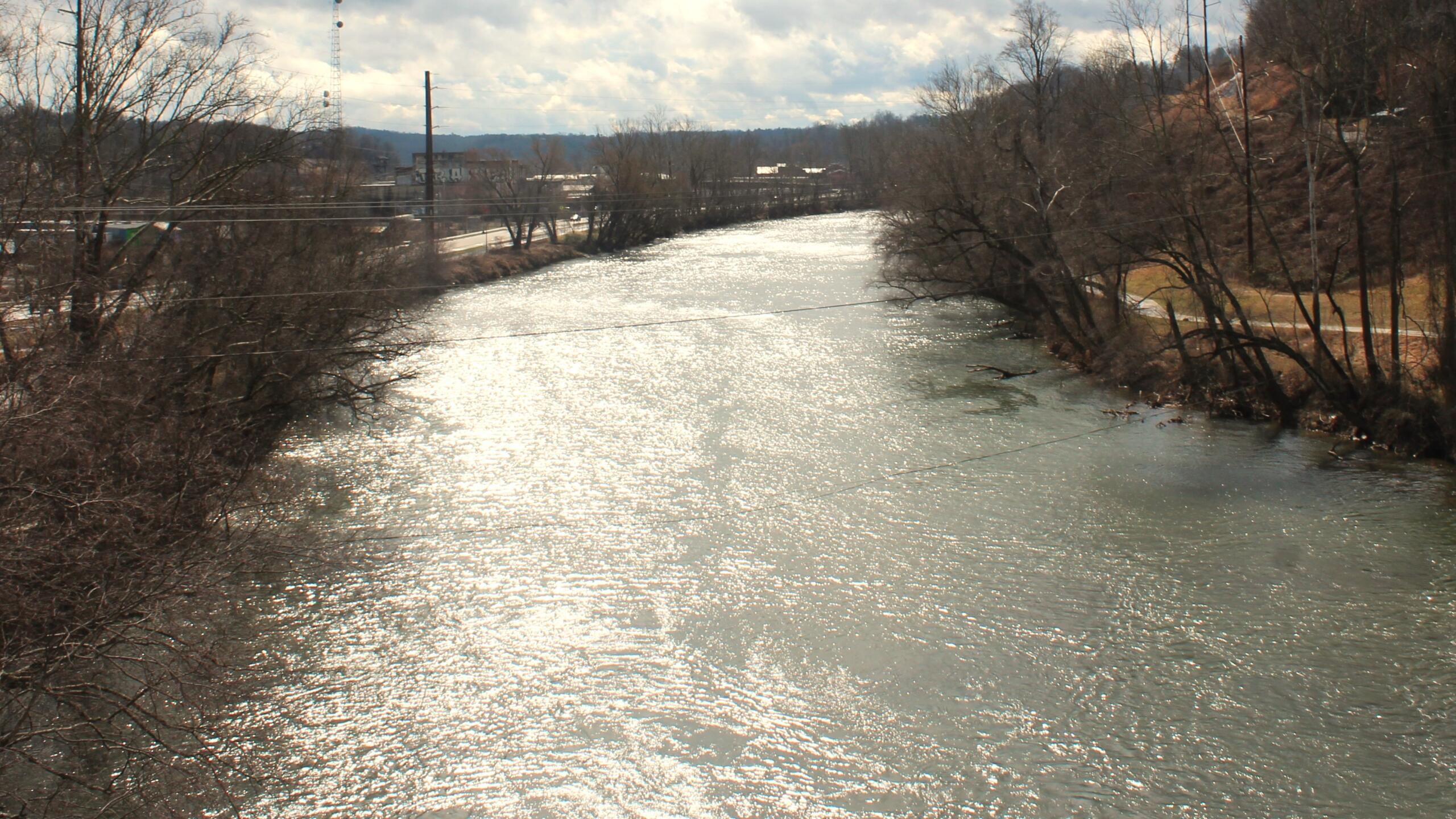 The French Broad River in Asheville's River Arts District.