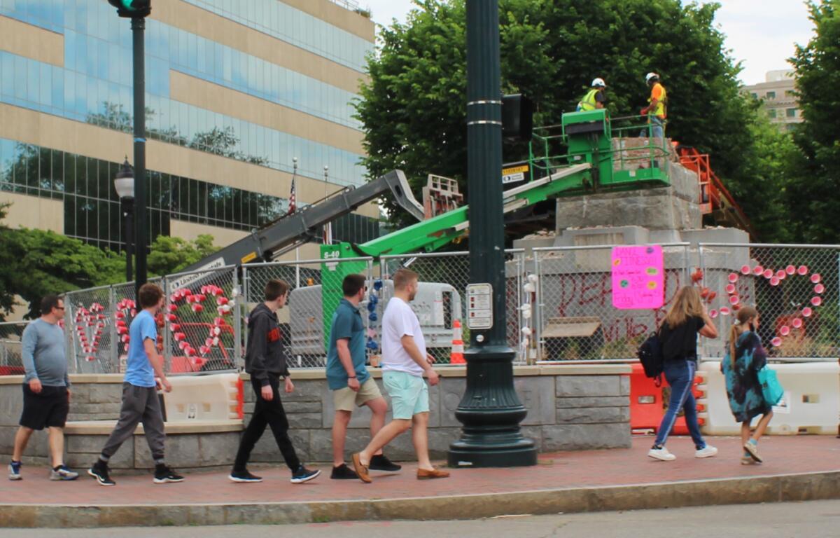 May 28, 2021, during removal of the Vance Monument in downtown Asheville, N.C.