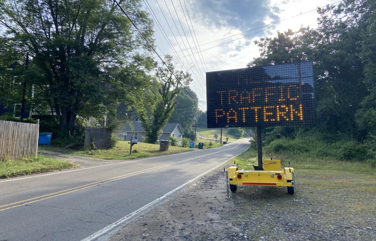 Emma Road 'new traffic pattern' sign