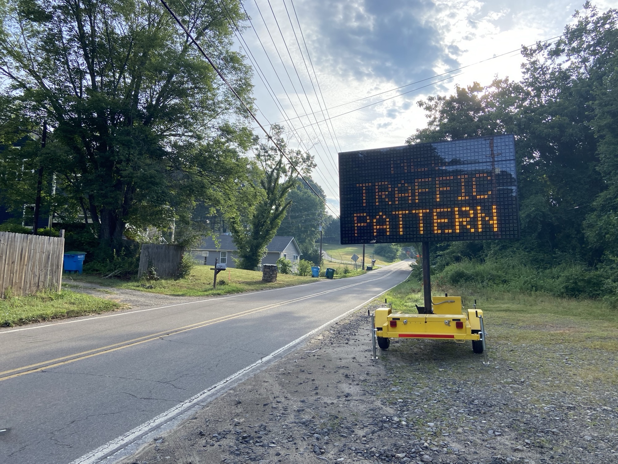 Emma Road 'new traffic pattern' sign