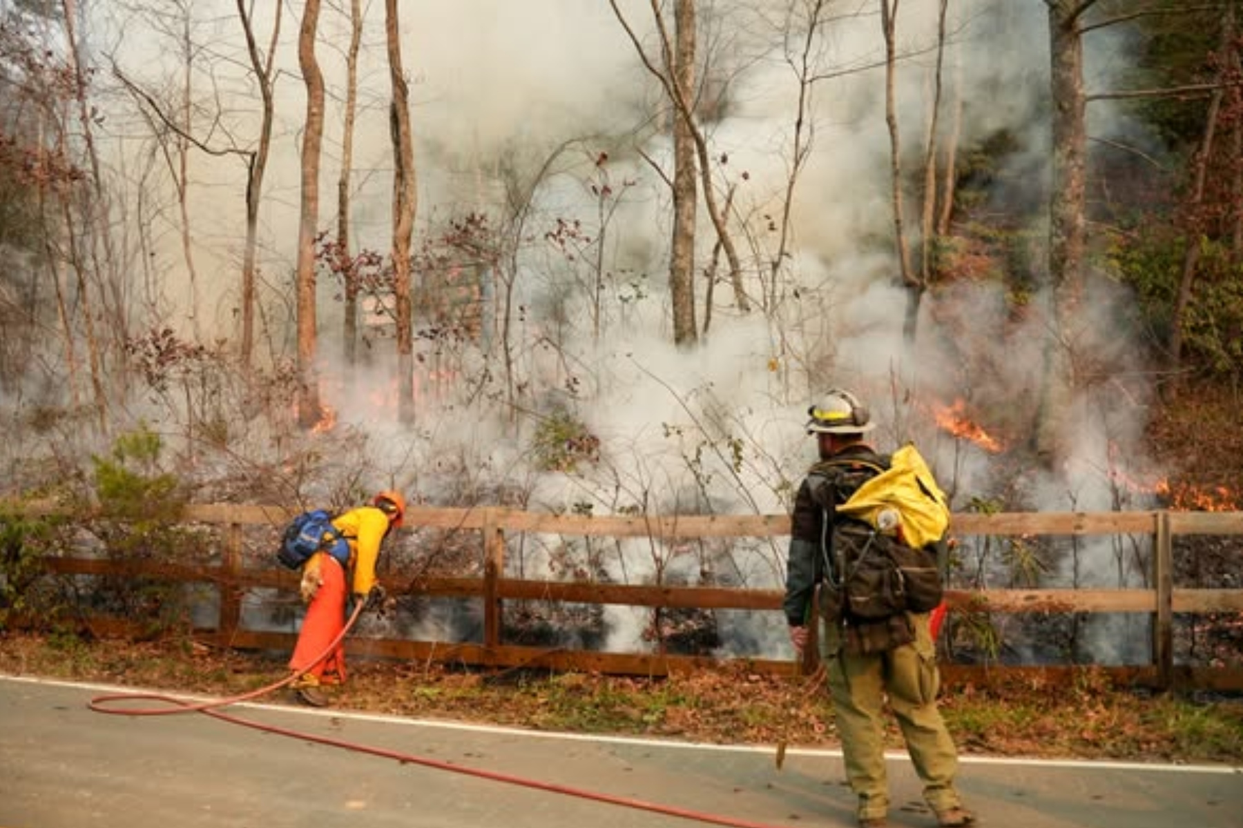 Burnout operations on the Buck Creek Fire. (Photo credit: Dana Hodde and Chris Brubaker/U.S. Forest Service)