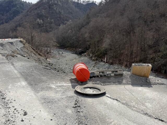Eastbound lanes of Interstate 40 were severely damage by Tropical Storm Helene in late September.
