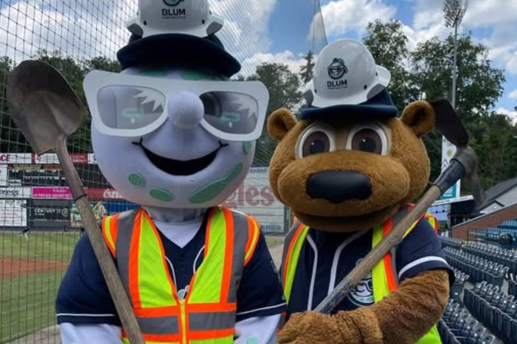 Tourists mascots Mr. Moon and Ted E. are ready to work. (Photo credit: Asheville Tourists)