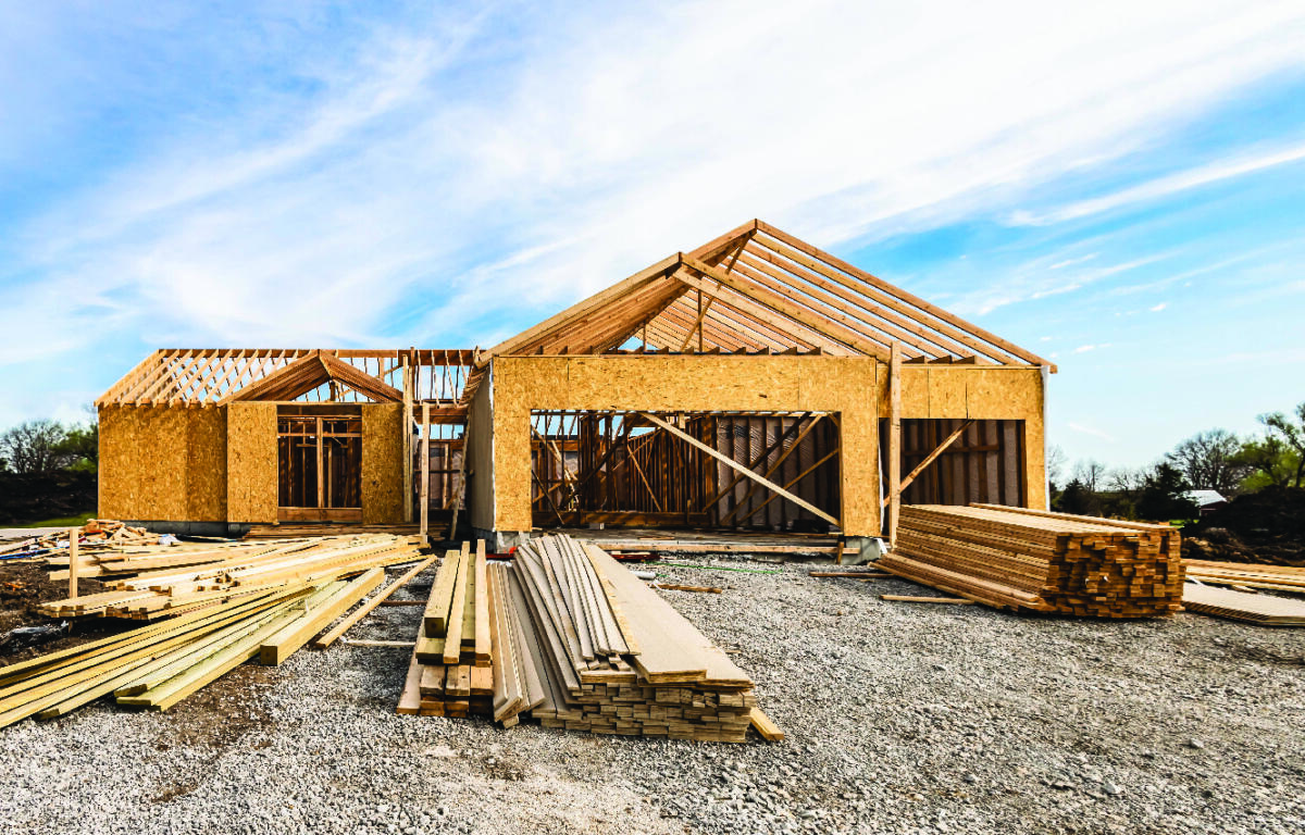 A house mid-construction.