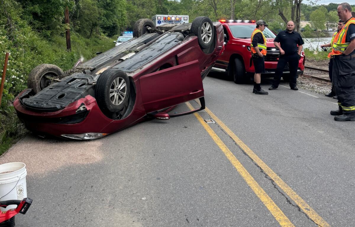 Sage Penland was driving on Riverside Drive in Asheville when she flipped her car.