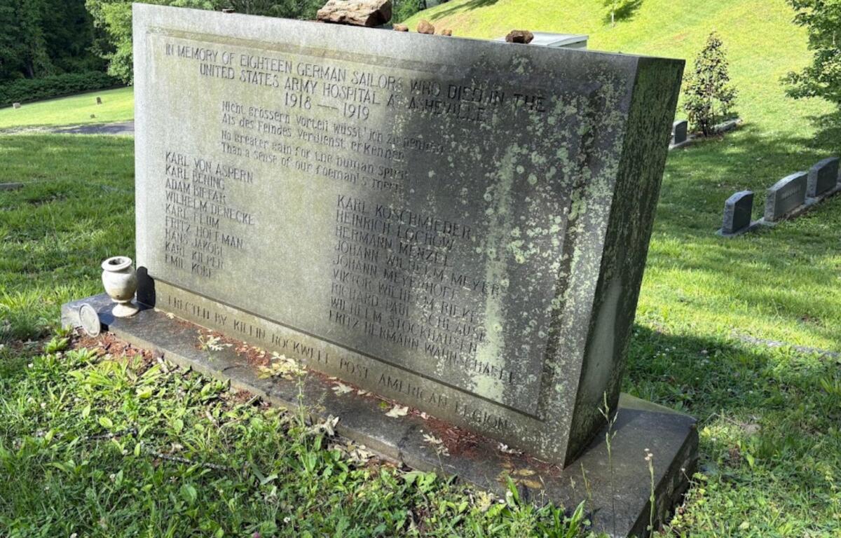 Memorial to German prisoners of war buried in Asheville's Riverside Cemetery
