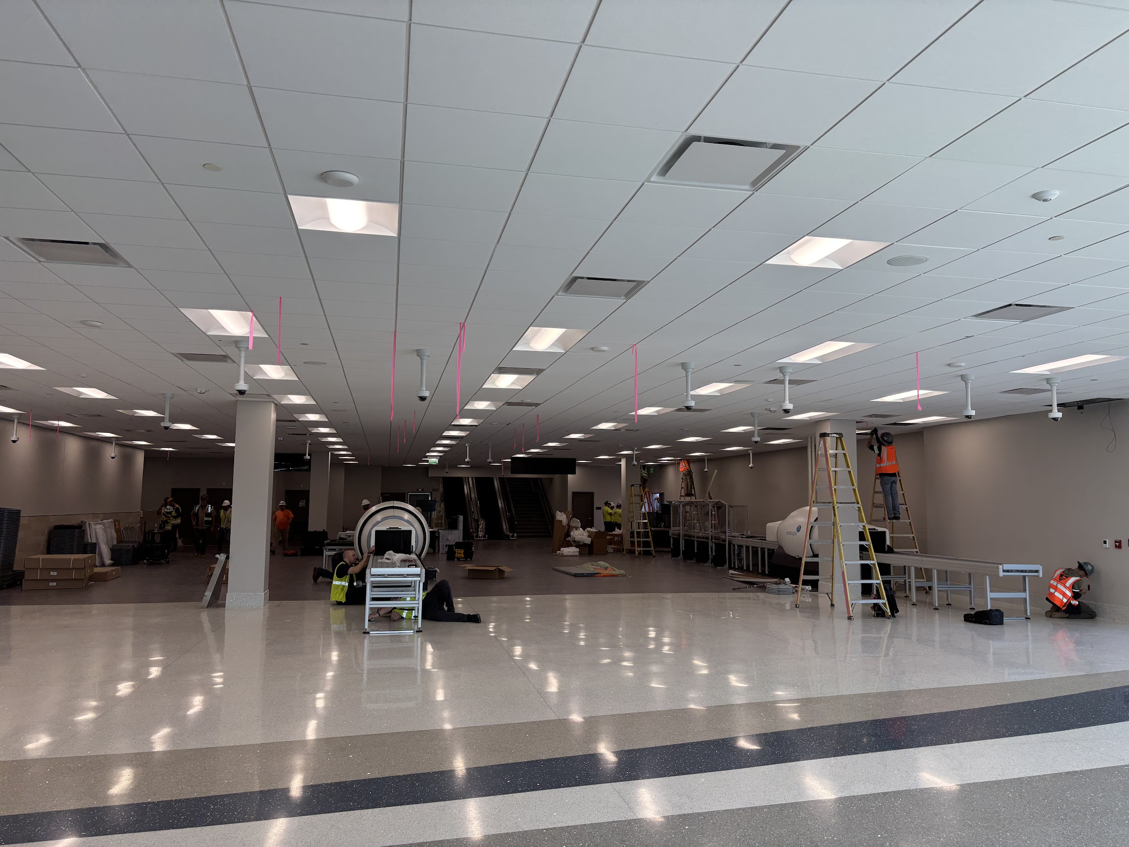 TSA checkpoint under construction.