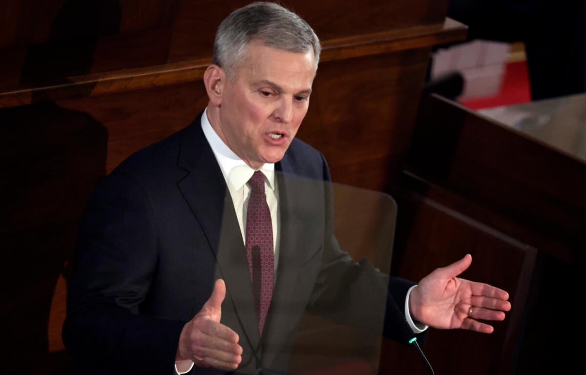 FILE - North Carolina Gov. Josh Stein delivers the State of the State address at the Legislative Building, March 12, 2025, in Raleigh N.C. (AP Photo/Chris Seward, File)