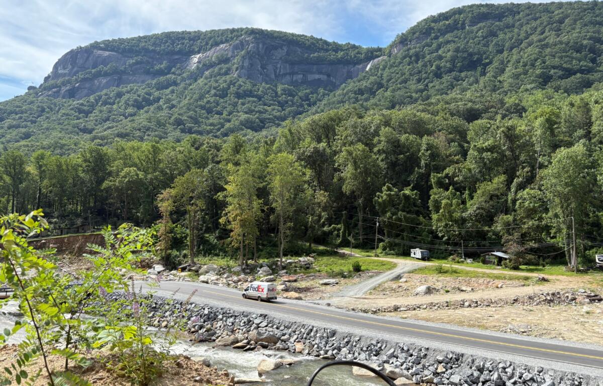Temporary road through Chimney Rock