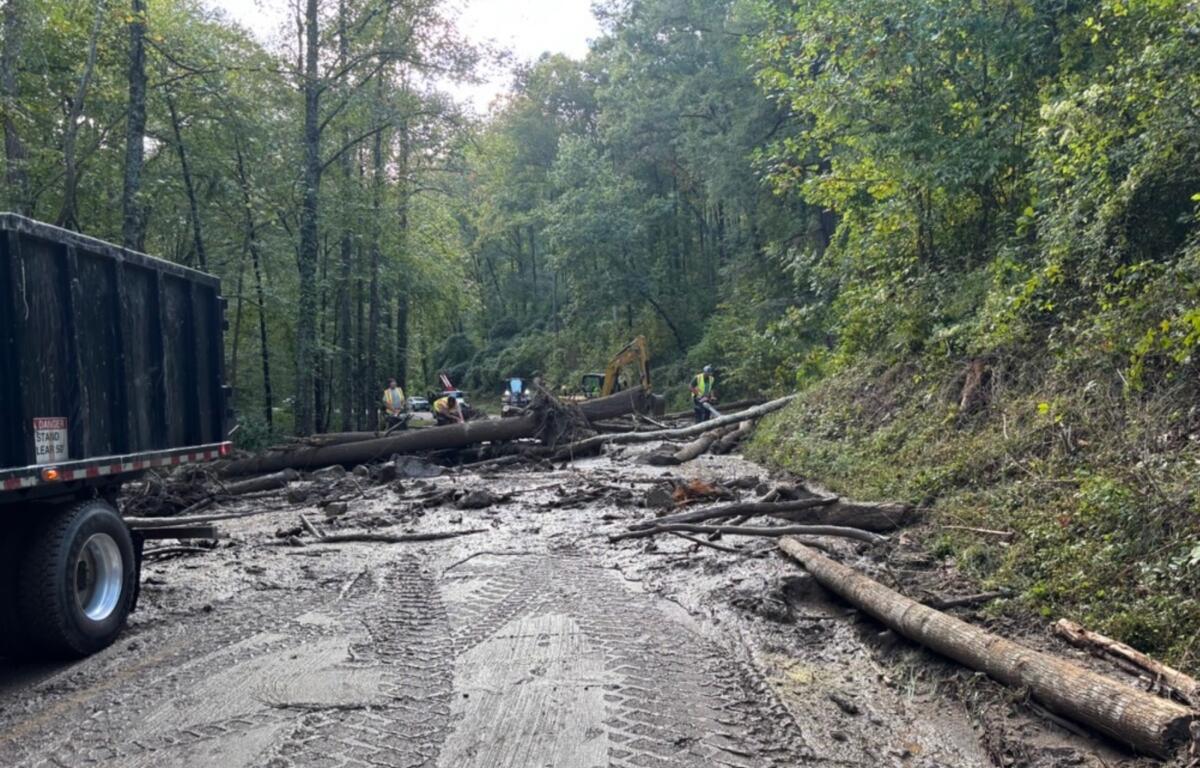 The Gatlinburg Bypass remains closed as crews continue cleanup efforts following a significant landslide Saturday morning