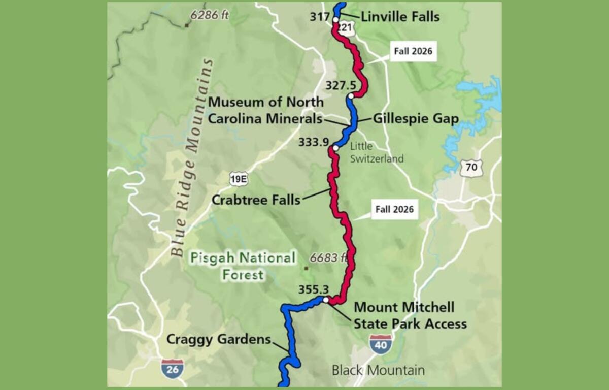 The National Park Service said landslide repairs have been completed at mileposts 375 and 380