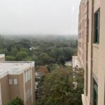 Morning fog seen from from the fifth floor window of the Buncombe County Courthouse