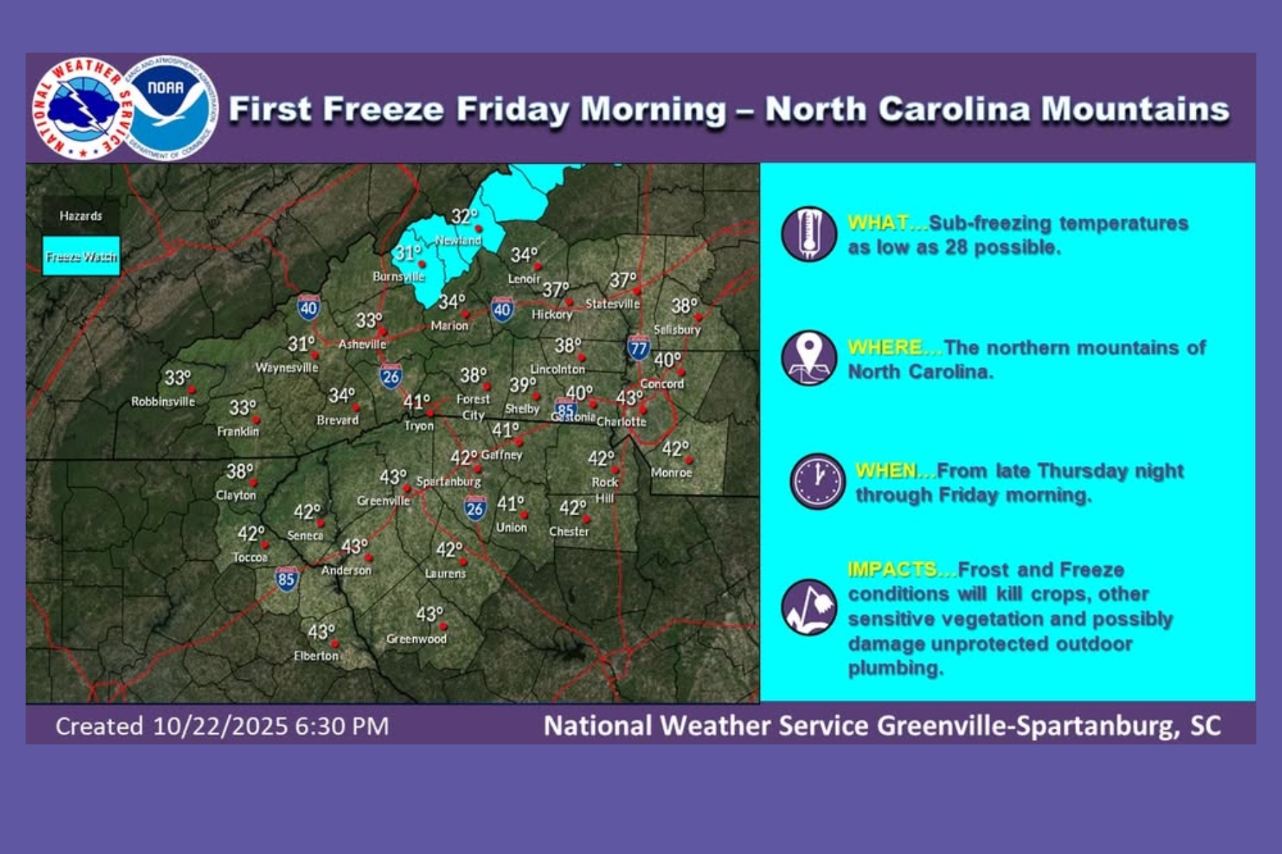 Freeze Warning issued for Asheville area - Asheville's 828 News NOW