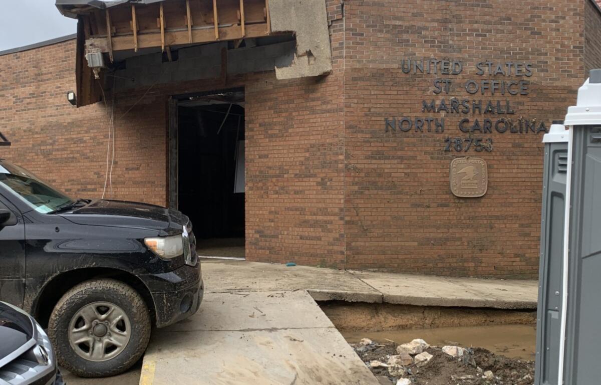 Marshall Post Office taken not long after Helene flooding