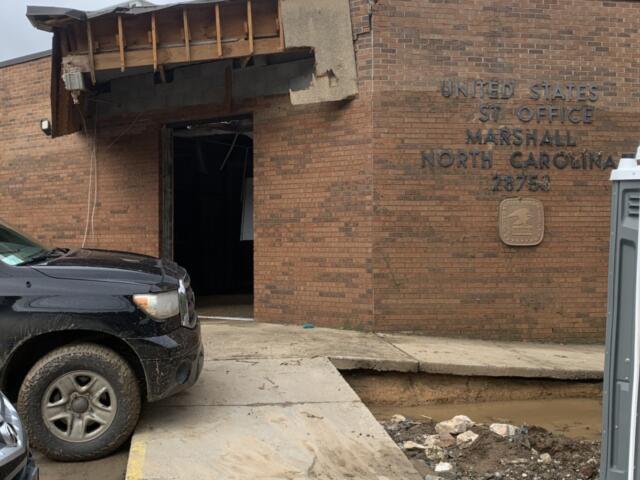Marshall Post Office taken not long after Helene flooding