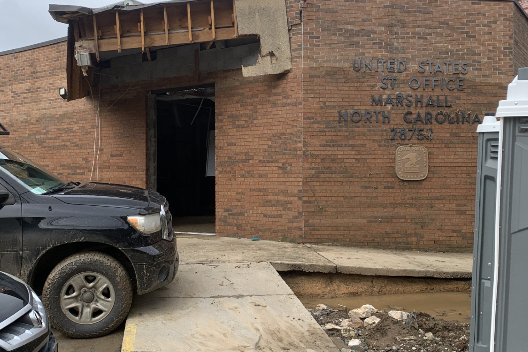 Marshall Post Office taken not long after Helene flooding