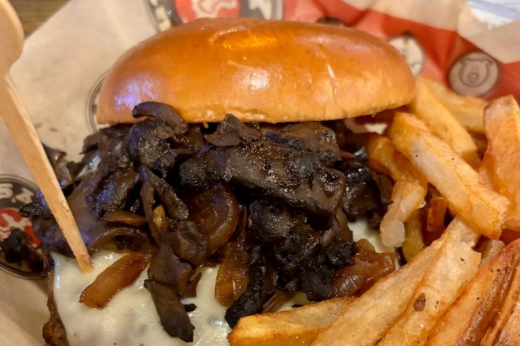 The Hole-E Swiss -- a brisket burger topped with Swiss cheese, portobello and button mushrooms, caramelized onions and arugula -- was exceptional.