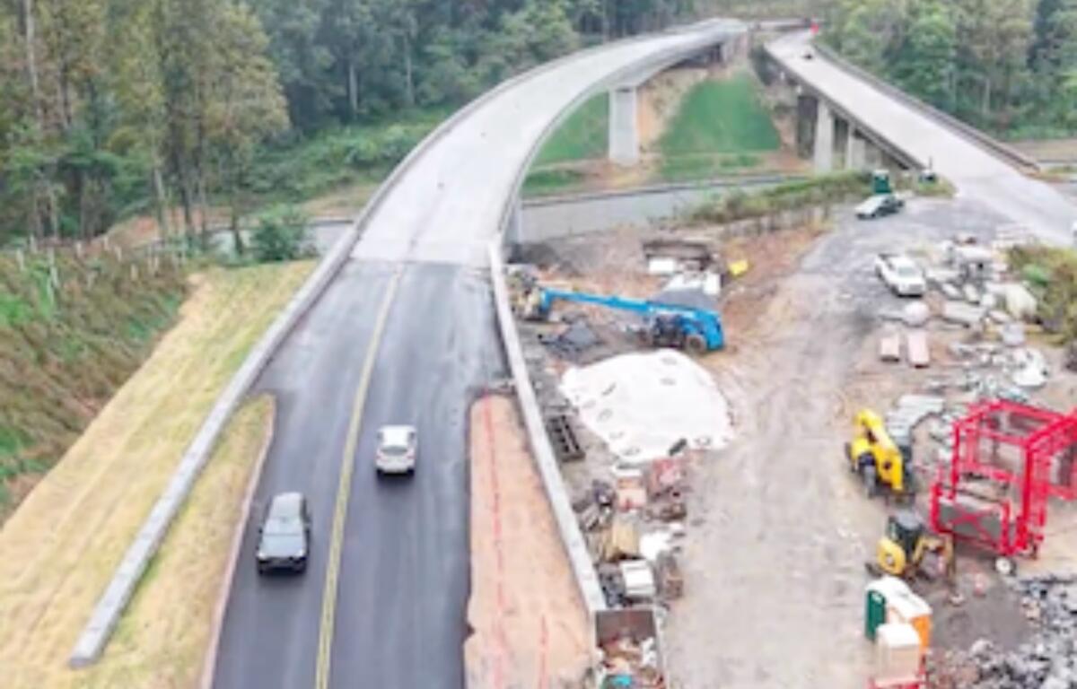 Traffic is now moving across a new Blue Ridge Parkway bridge over Interstate 26