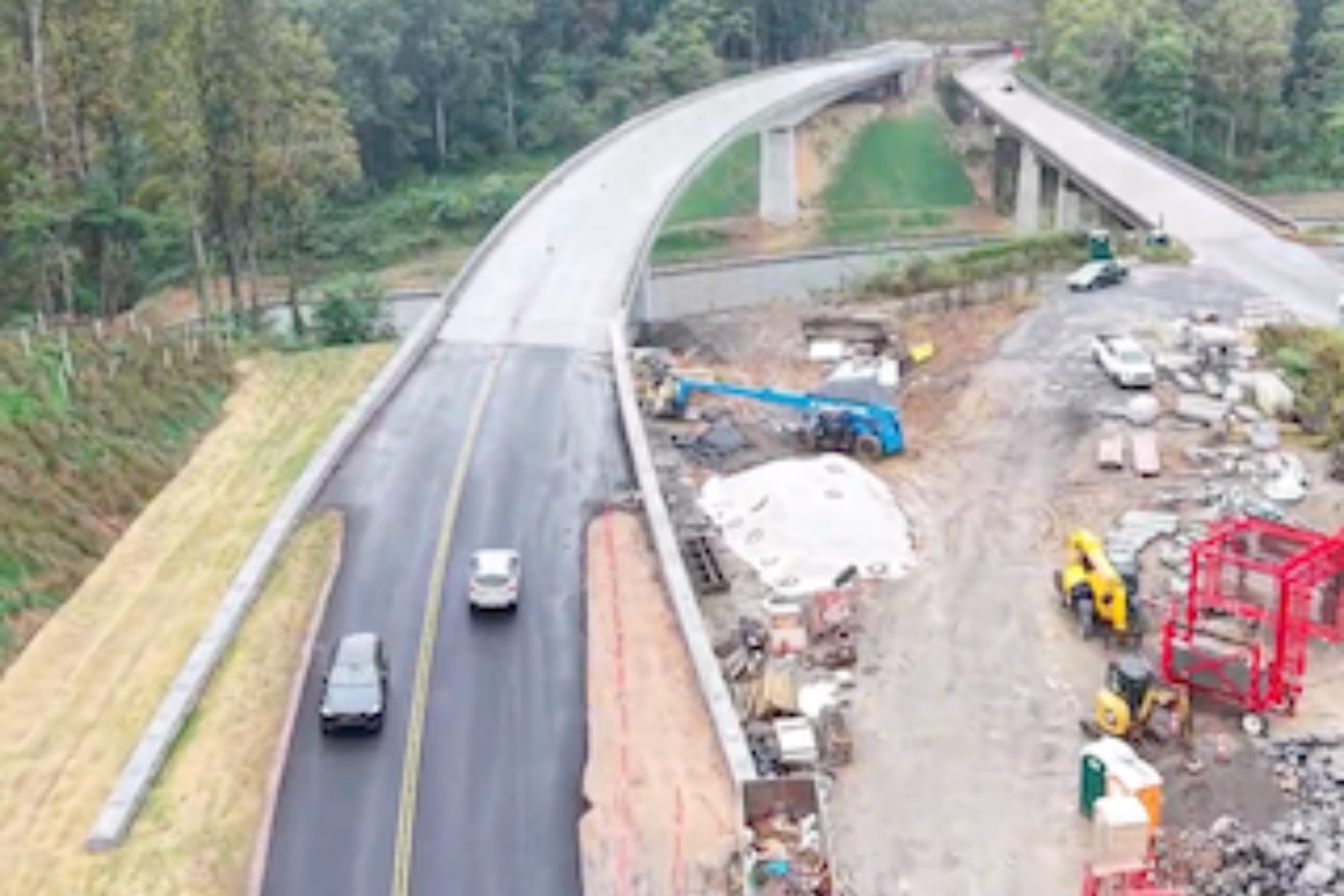 Traffic is now moving across a new Blue Ridge Parkway bridge over Interstate 26
