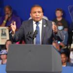 FILE - Rep. Don Davis, D-N.C., speaks at a campaign event for Democratic presidential nominee Vice President Kamala Harris, at East Carolina University, Oct. 13, 2024, in Greenville, N.C. (AP Photo/David Yeazell, File)
