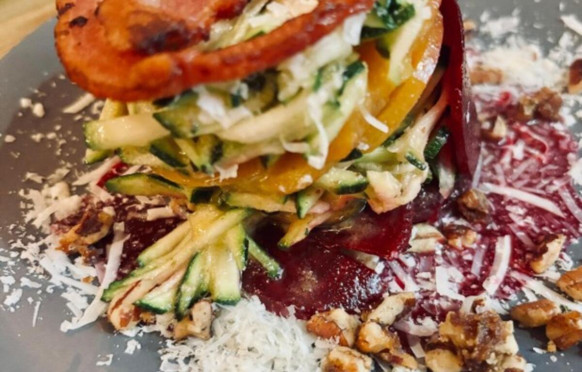 Roasted beet and zucchini salad