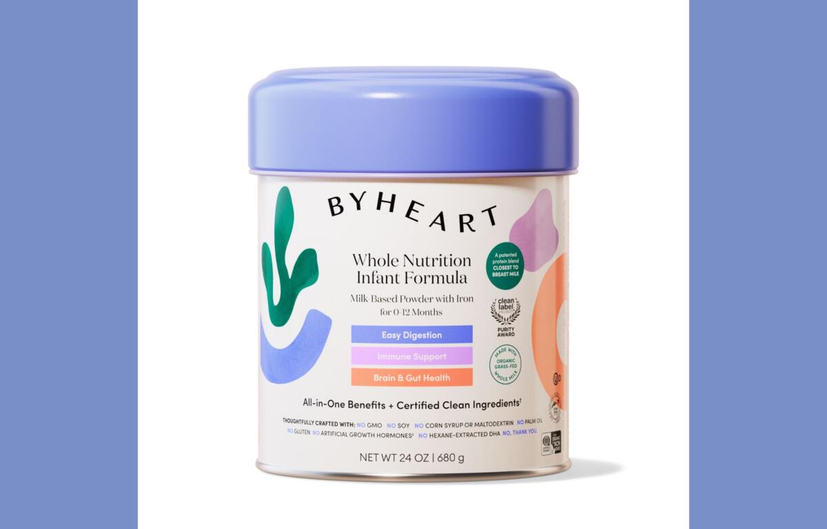 This undated image provided by ByHeart shows ByHeart formula products.(ByHeart via AP)