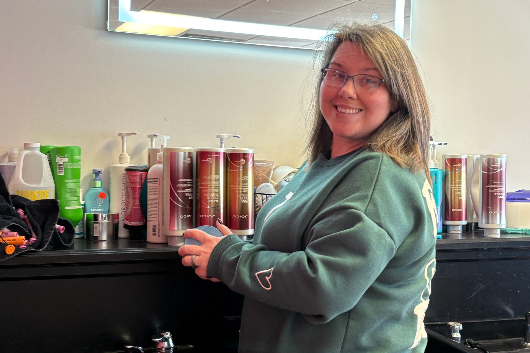 Amanda Fender has worked at Angels Hair Salon in Weaverville for 14 years and has been doing hair for 21.