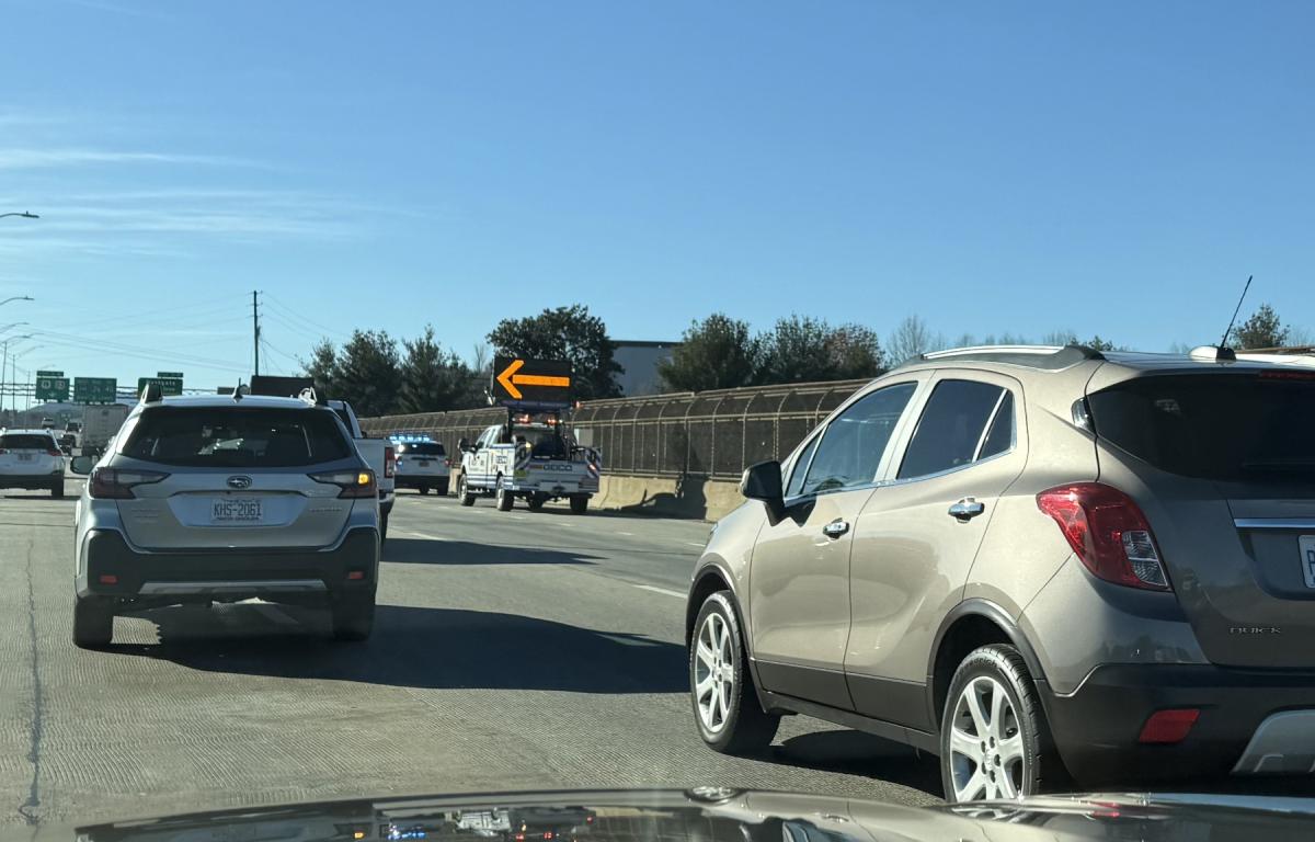 Traffic backs up on Bowen Bridge after a crash Monday.