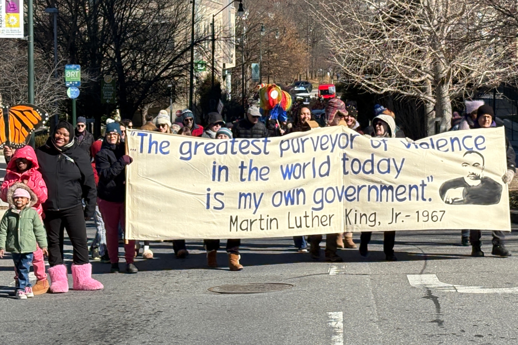 Hundreds of people across Asheville and Buncombe County gathered Monday to honor the life and legacy of the Rev. Martin Luther King Jr., taking part in a full day of events that included prayer, worship and a peace march, despite frigid winter conditions.