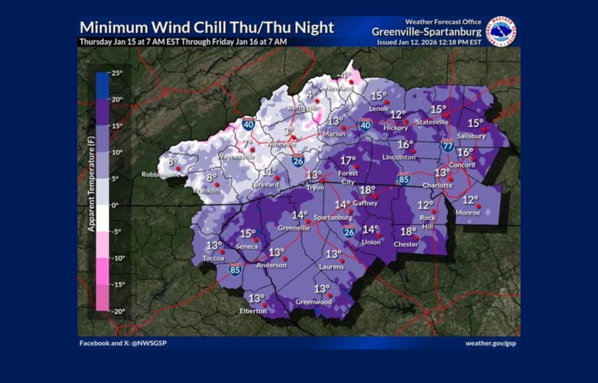 NWS Thursday night wind chills