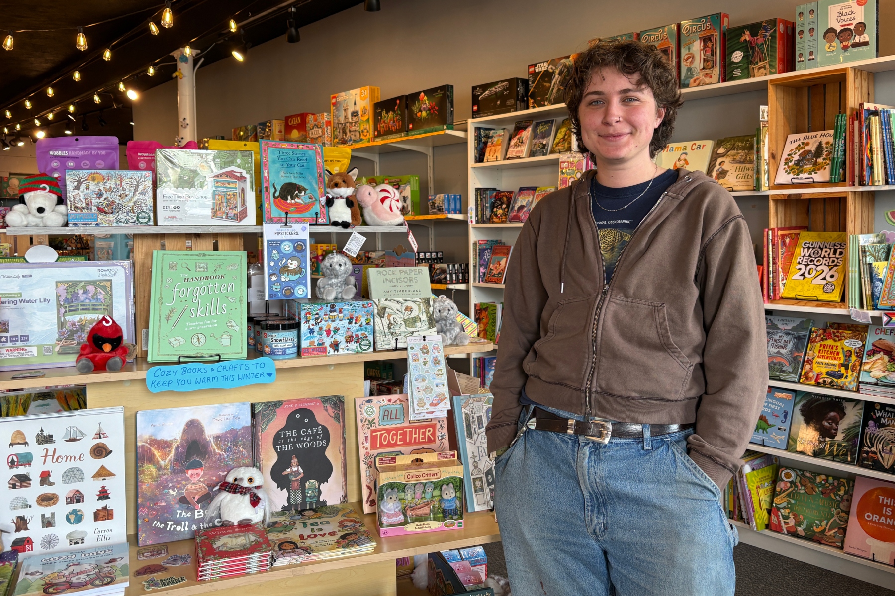 Sparky’s Toys & Gifts Miles Madonna spends the day surrounded by books, board games, puzzles and hands-on toys – an intentionally unplugged counterpoint to a childhood increasingly shaped by screens and subscriptions.