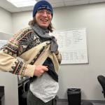 828newsNow's Pruett Norris demonstrates the layered clothing concept.