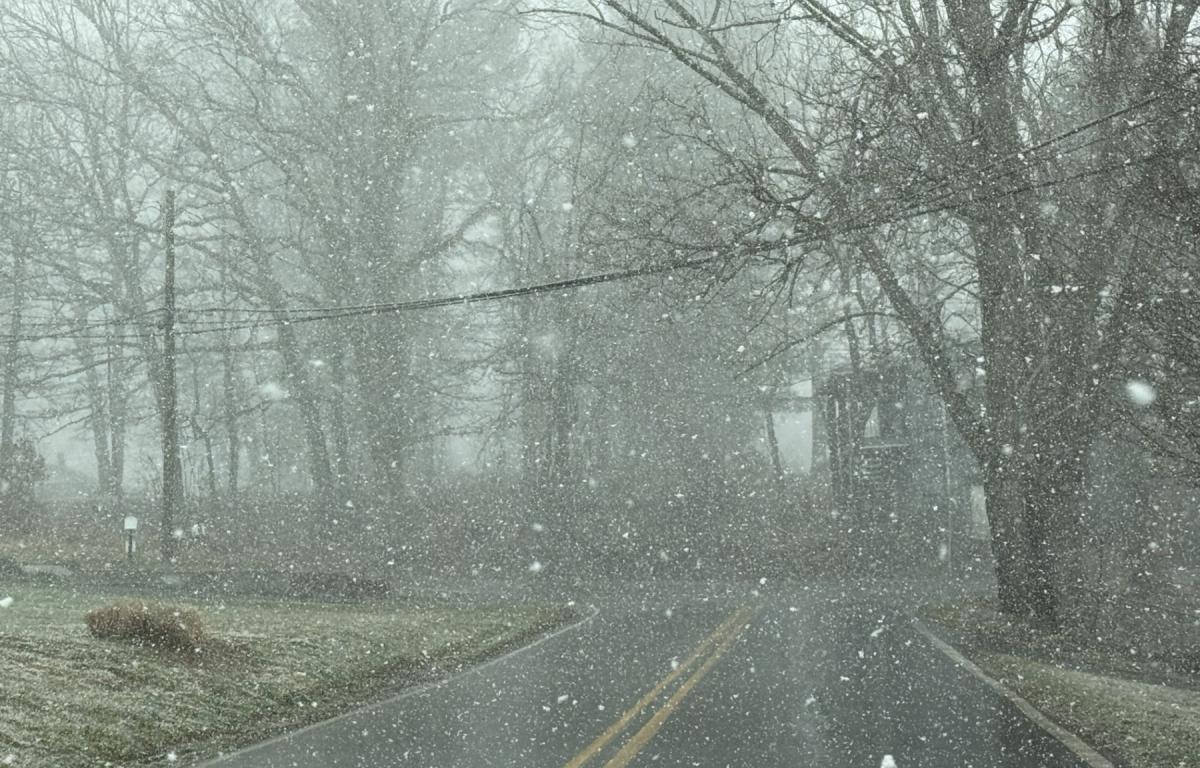 Snow fell in the Asheville area Sunday.