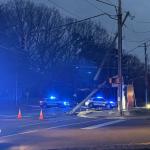 Tunnel Road was closed Wednesday morning after a crash snapped a utility pole near Beverly Road, causing major traffic congestion.