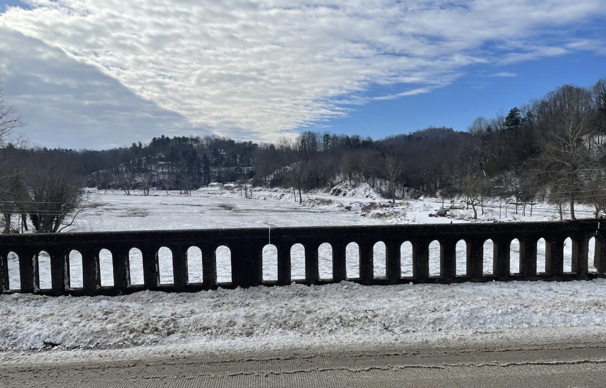The French Broad River seen from Craggy Bridge near Alexander