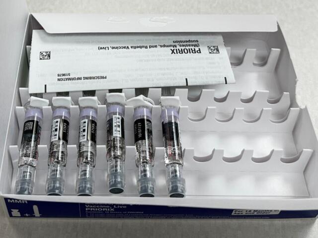 Priorix measles, mumps and rubella vaccines are prepared at Children's Minnesota on Nov. 20, 2025, in Minneapolis. (AP Photo/Devi Shastri)