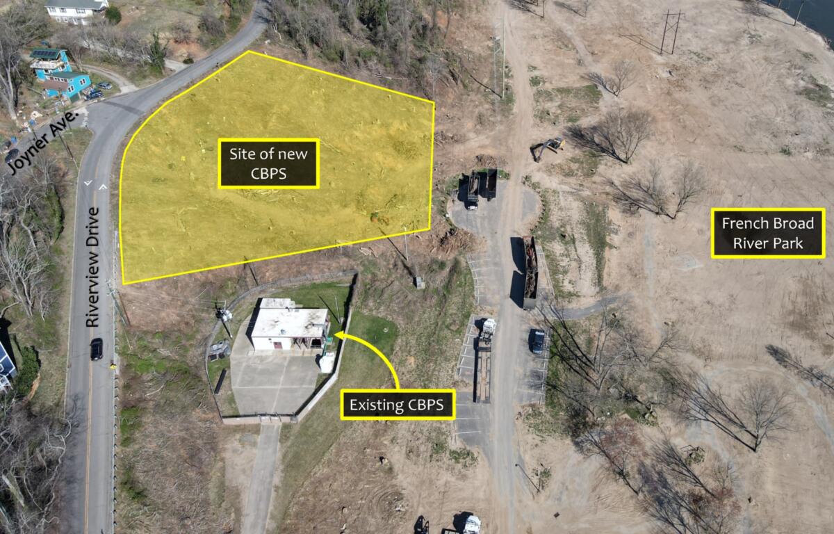 A map of the Asheville Metropolitan Sewer District Carrier Bridge Pump Station Replacement/Upgrade