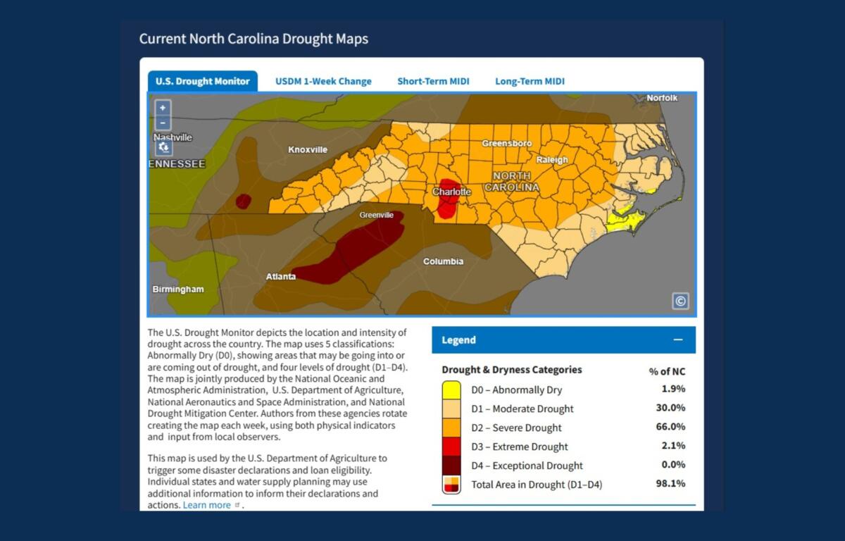 North Carolina Drought Map