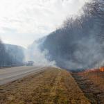 The Winding Stairs Alpha Fire burns to the edge of the Highway 64 containment line. USDA Forest Service courtesy photo by Dana Hodde.