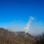 A smoke column was visible south of the Winding Stairs area, according to a USDA Forest Service photo released Monday.