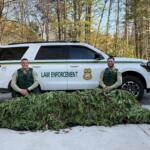 Nantahala National Forest law enforcement officers pose next to 425 pounds of illegally collected ramps. Photo credit: USDA Forest Service/Tori Stackhouse