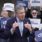 Democratic former Gov. Roy Cooper, who is running for U.S. Senate, speaks to reporters after casting his ballot on the first day of in-person early voting in the state's primary election, Thursday, Feb. 12, 2026, in Raleigh, N.C. (AP Photo/Allen G. Breed)