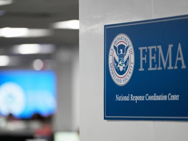 A sign is seen at the Federal Emergency Management Agency headquarters Saturday, Jan. 24, 2026, in Washington. (AP Photo/Julia Demaree Nikhinson)