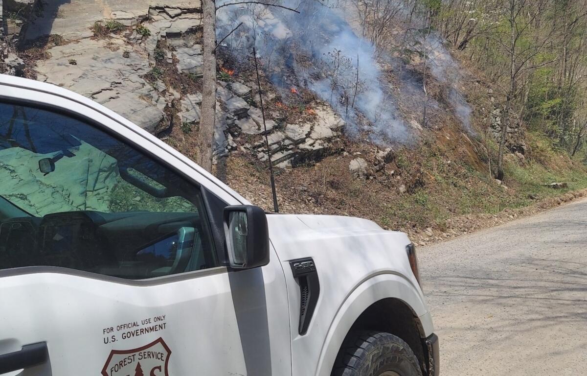 Smoldering fire activity on the Cold Springs Fire (Photo credit: U.S. Forest Service/Jamie Arjona)
