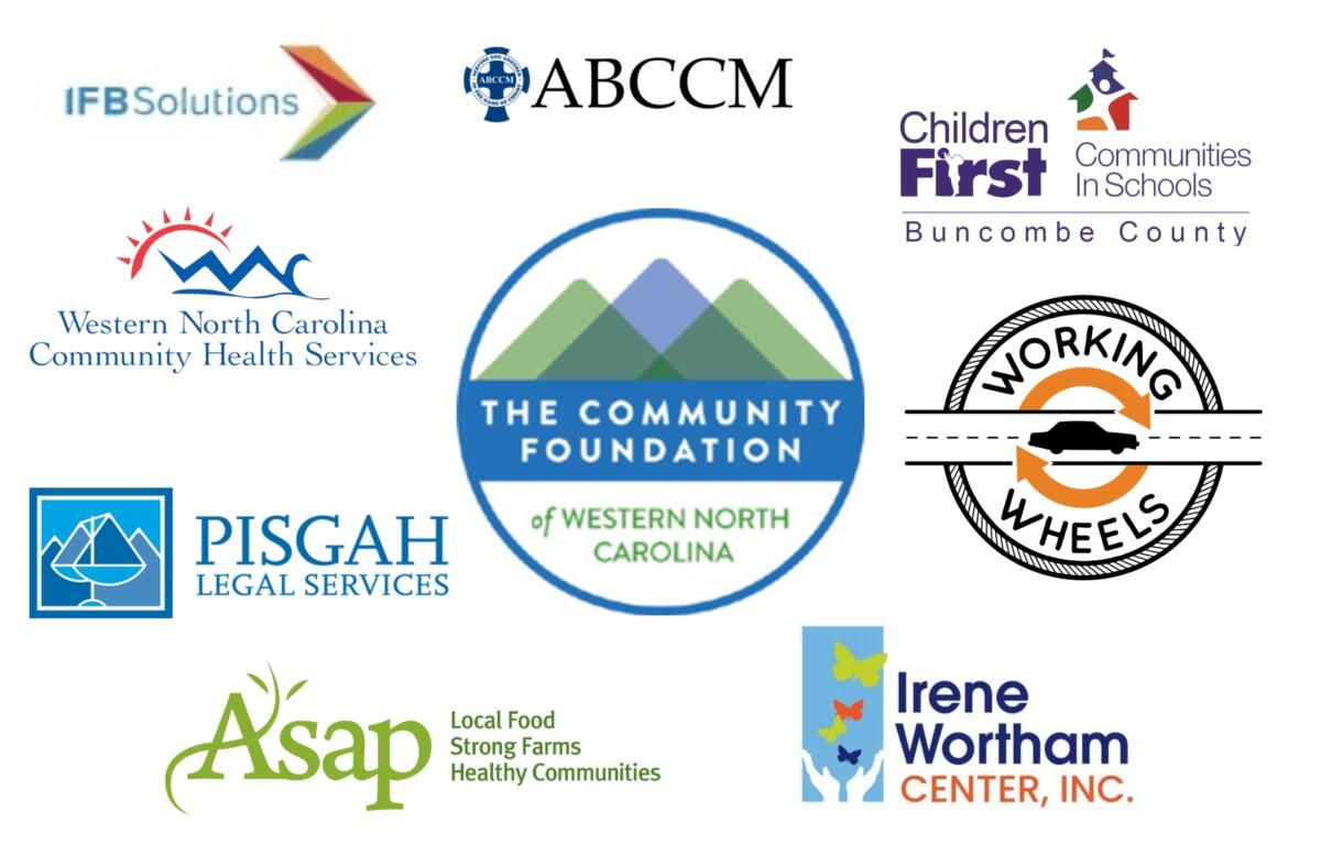 Collage of logos for multiple community organizations (IFB Solutions, ABCCM, Children First, Communities in Schools, The Community Foundation...).