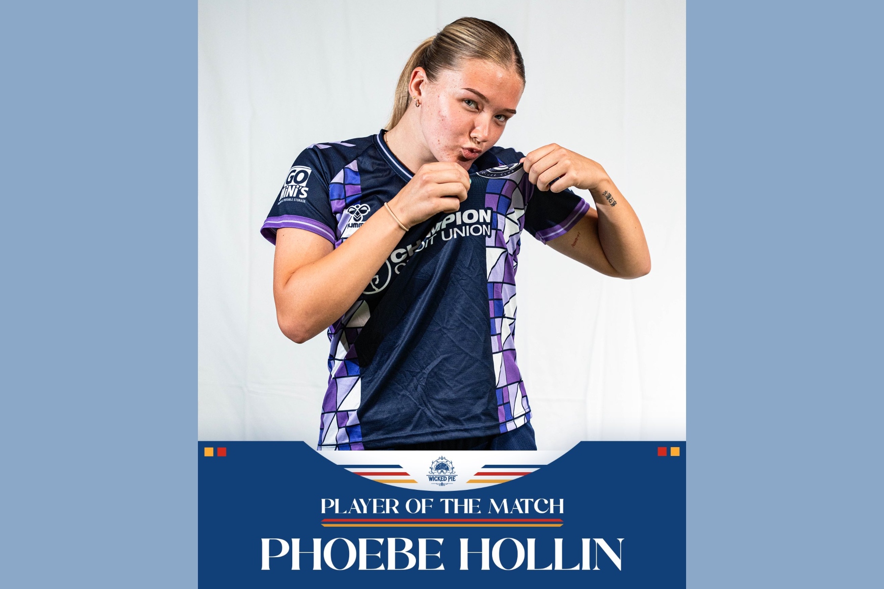 Asheville City SC Phoebe Hollin's two-goal performance earned her Wicked Pie Player of the Match honors.