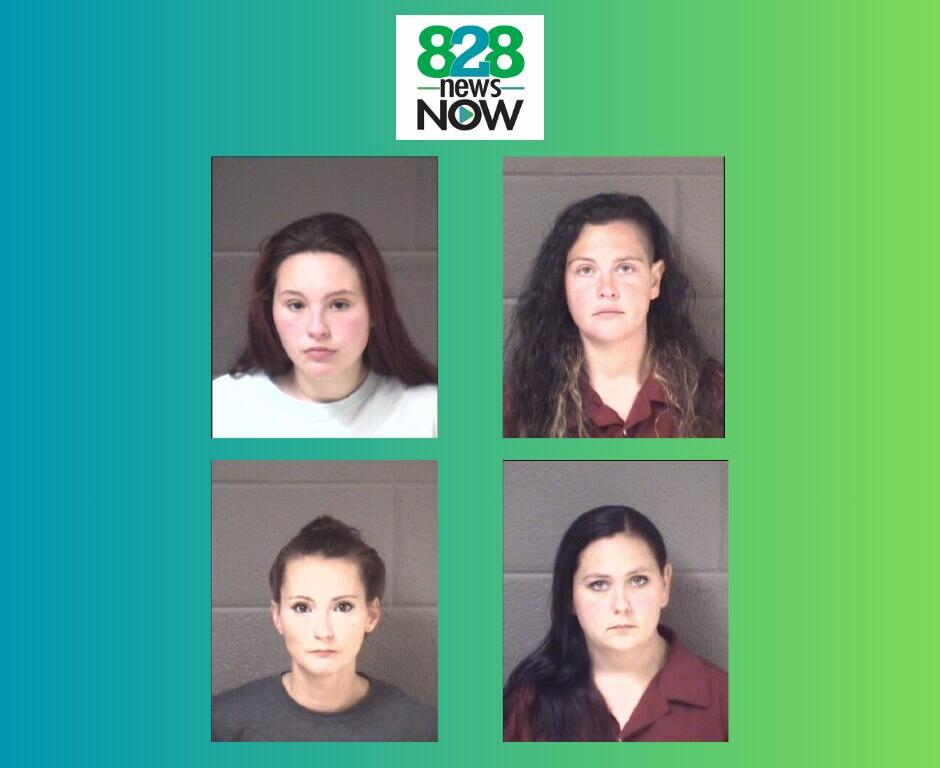 828 News Now logo above a 2x2 grid of four mugshots of women on a teal-to-green gradient background.