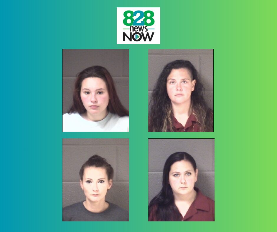 828 News Now logo above a 2x2 grid of four mugshots of women on a teal-to-green gradient background.