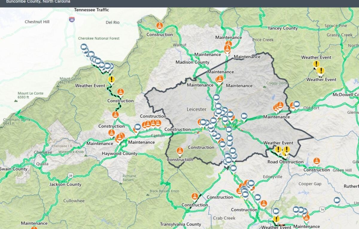 The North Carolina Department of Transportation's DriveNC map provides real-time information on crashes, road closures, construction zones and traffic conditions, helping Memorial Day travelers avoid delays across the state. (Image credit: NCDOT)