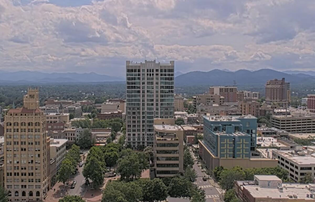Downtown Asheville as seen from the Buncombe County Courthouse web camera
